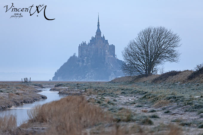 Mont Saint-Michel en hiver.